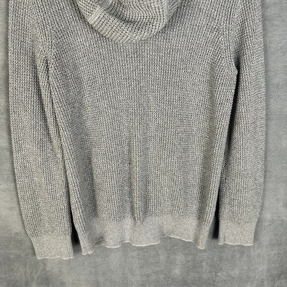 J Mclaughlin Sweater Women Large Gray Zip Cardigan Waffle Knit Minimalist Preppy - Picture 5 of 13